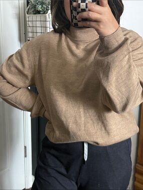 Grant Thomas 100% Italian Merino Wool Mock Neck Woolmark Pullover Sweater. M